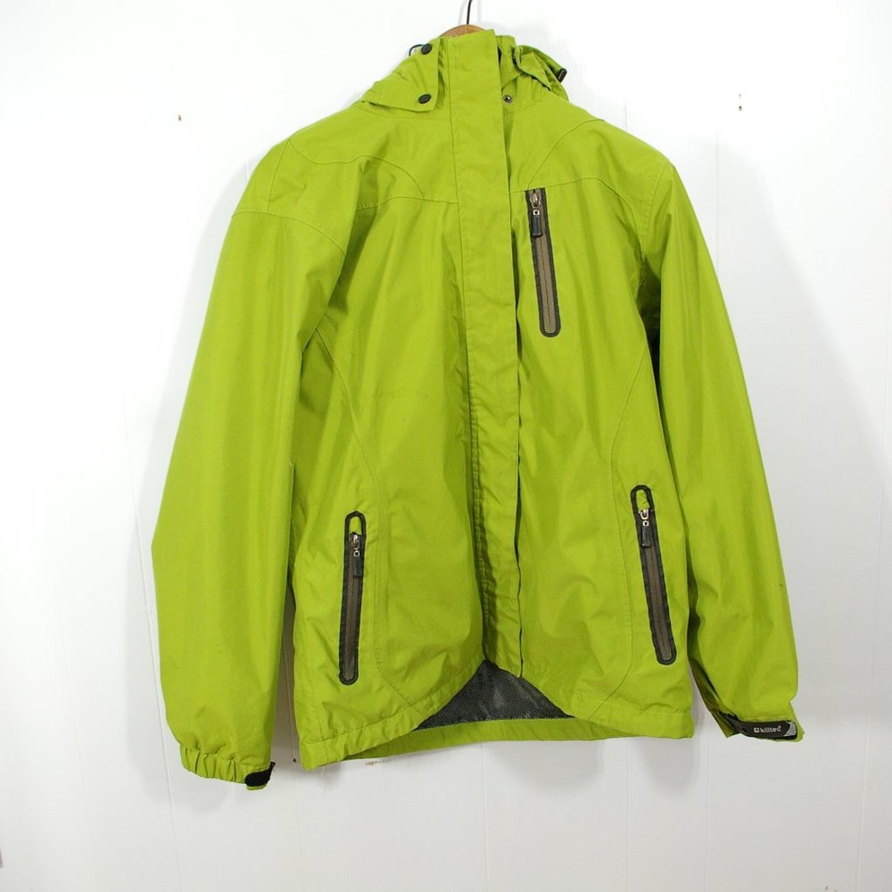 Killtec Rain Jacket Womens 10 Lime Green Hooded Full Zip Waterproof Ladies